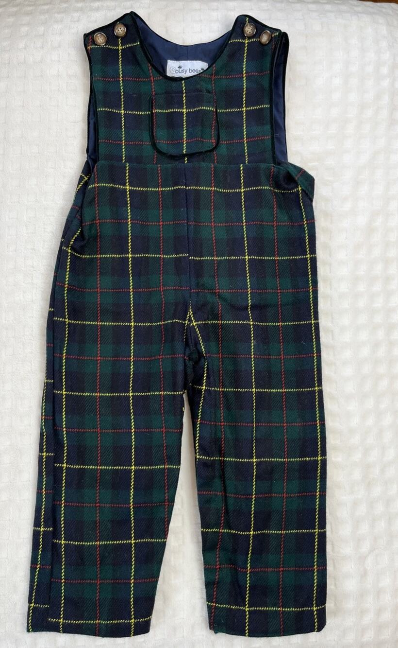 Busy Bees Sz 24 Mths Plaid Toddler Jumpsuit One Piece Bib Overalls Boutique